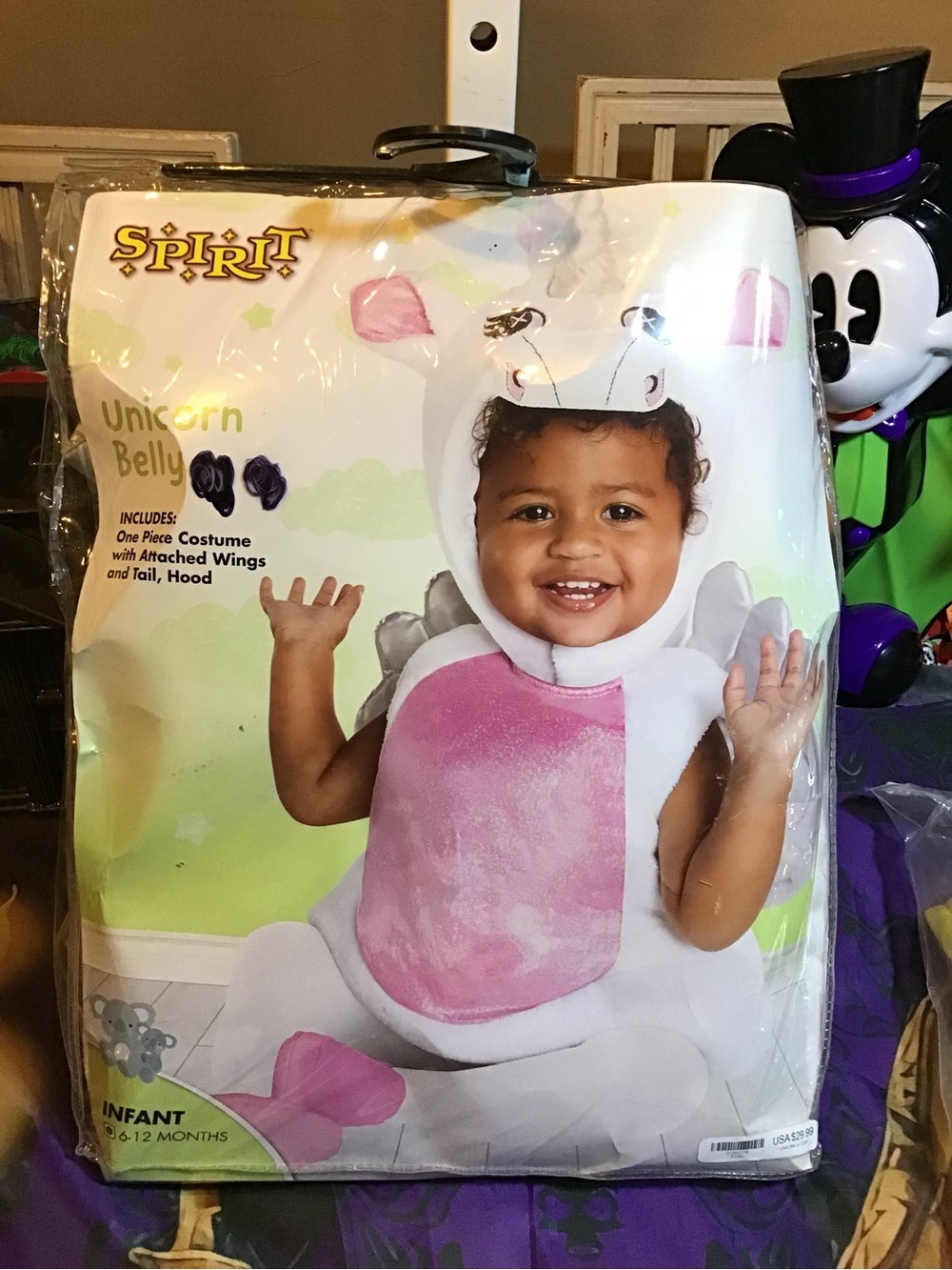Spirit halloween unicorn belly infant costume size 6/12 months